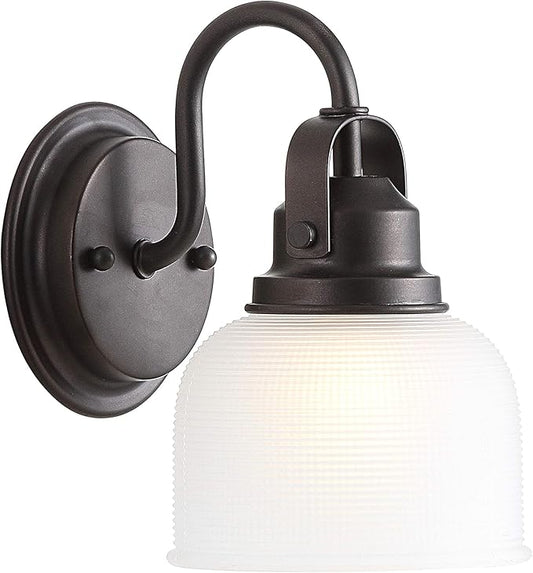 JONATHAN Y 5.75" Oil Rubbed Bronze Modern Bathroom Vanity Light, 1-Light LED Wall Sconce, Clear Glass Bell Shade for Mirror Hallway Kitchen, ETL Listed, LED Bulb Included (JYL7407C)