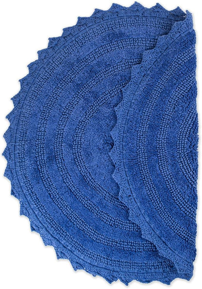 DII Crochet Collection Reversible Bath Mat, Round, 27.5" Diameter, Blueberry