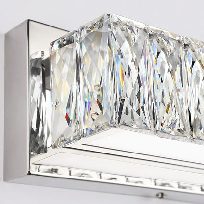 Modern Bathroom Light Fixtures - LED Vanity Lights for Bathroom 18W - Crystal Chrome Lighting Fixtures Over Mirror for Bath