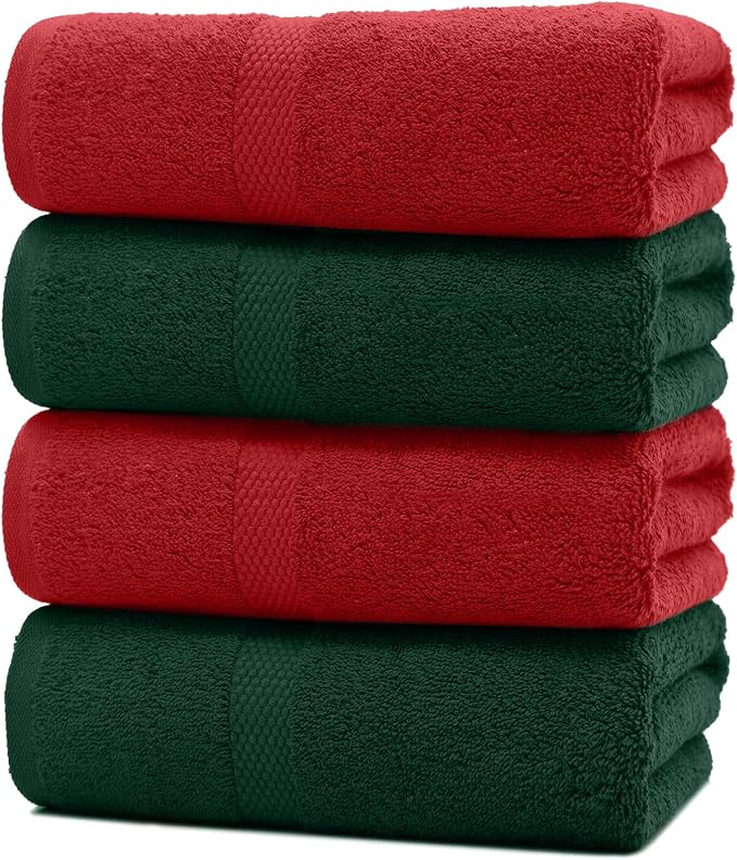 DAN RIVER 600 GSM Cotton Large Bath Towels Set of 4, 27 x 54 Inches | Larger & Lighter Weight Towels for Bathroom - Highly Absorbent & Quick Dry 100% Cotton Bath Towel Set for Home, Spa & Hotel