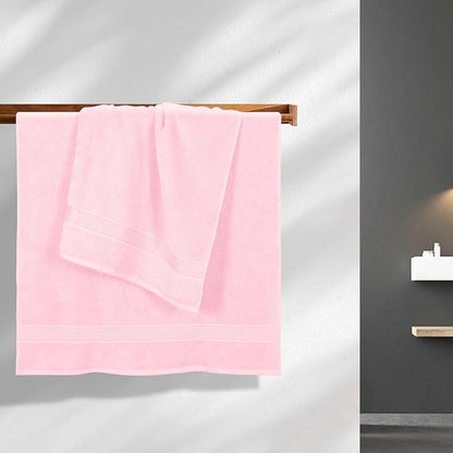 Cotton 2 Pack Oversized Bath Towel Set 28x55 inches, Large Bath Towels, Ultra Absorbant Compact Quickdry & Lightweight Towel, Ideal for Gym Travel Camp Pool - Pink