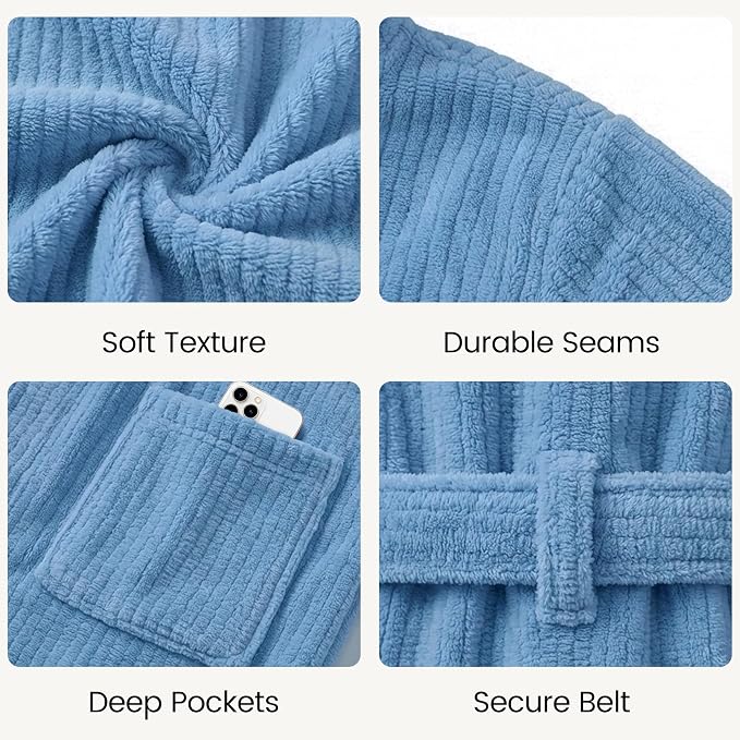 PJGGZ Men's Shawl Collar Bathrobe, Soft Long Towel Robe for Men - Super Absorbent Quick Dry yet Warm