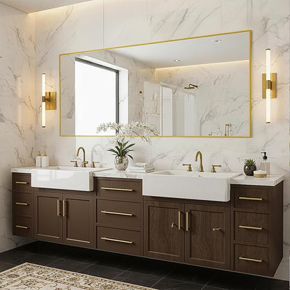 FICTOR Bathroom Vanity Mirror for Over Sink, 30" x 60", Gold | Anti-Rust Frame, Shatterproof Tempered Glass, Vertical/Horizontal Wall Mounted Mirror for Bedroom, Entryway, Living Room