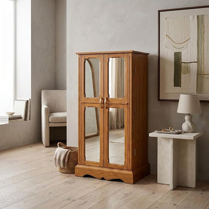 Hives & Honey Meadow Standing Jewelry Armoire Cabinet, Jewelry Storage Organizer with Top Flip Mirror, 2 Doors, 7 Drawers, Jewelry Chest, Jewelry Box for Necklace, Earring, Bracelet, Walnut