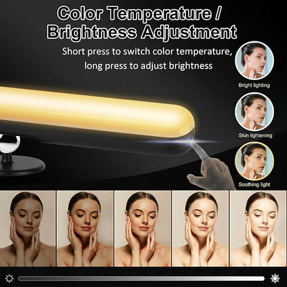 Benreom 2 Pack Wireless Vanity Lights for Mirror, Magnetic LED Bars, Black | Adjustable Color, Brightness and Angle with Cordless Stick-On Design for Makeup Mirrors, Bathrooms and Renter-Friendly Decor