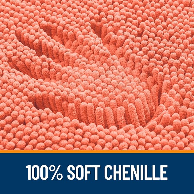 OLANLY Bathroom Runner Rugs 45x27, Extra Soft Absorbent Chenille Bath Rugs | Coral, Quick-Drying Rubber Backing, Machine Washable Long Bath Mat for Bathroom Floor, Tub and Shower, Home Decor Accessories