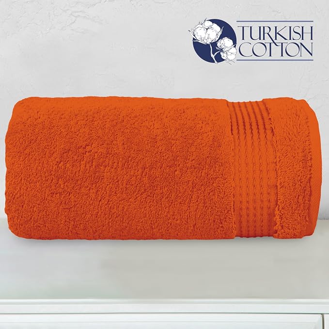 Elegant Comfort Premium Super Soft Highly Absorbent 1 Piece Oversized Bath Sheet - 40" x 80" inch, Luxurious Hotel Spa Quality 100% Turkish Cotton Extra Large Bath Towels for Adults, Orange