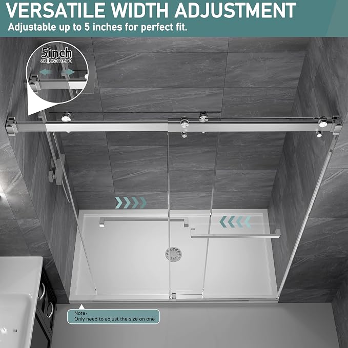 55-60" W x 72"H Frameless Double Sliding Shower Door for Walk-In Shower,5/16" (8mm) SGCC Certified Clear Tempered Safety Glass,Easy-Clean Coating,Quiet Heavy-Duty Roller System,Brushed Nickel