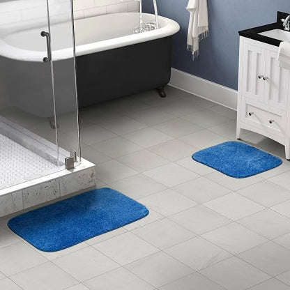 Garland Rug Traditional Nylon Washable Electric Blue 2 Bath Rugs (17" X 24", 21" X 34") - Soft, Absorbent, and Stylish for Your Bathroom