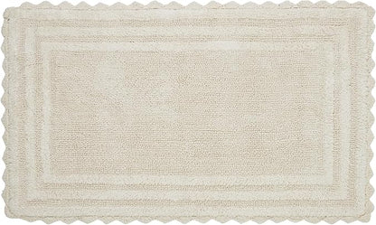 Better Trends Lilly Crochet 24x40 Reversible Bath Rugs and Bath mats for Bathroom, Luxurious 100% Cotton Bath Rug & Water Absorbent Bathroom Mat - Cream Bath Matt