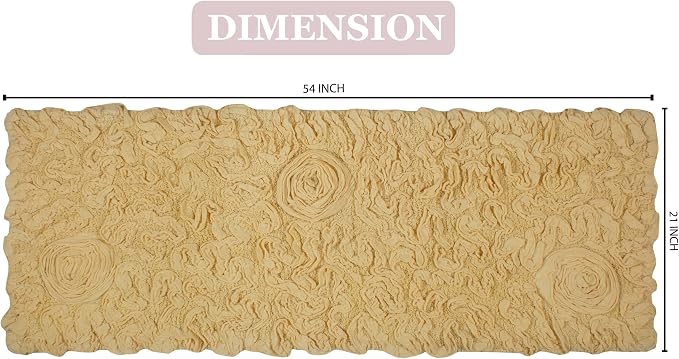 Home Weavers Bell Flower Collection 100% Cotton Tufted Bath Rugs, Extra Soft and Absorbent Bath Rugs, Non-Slip Bath Mats, Machine Washable, Bath Mats for Bathroom Floor and Tub, 21"x54" Runner, Yellow