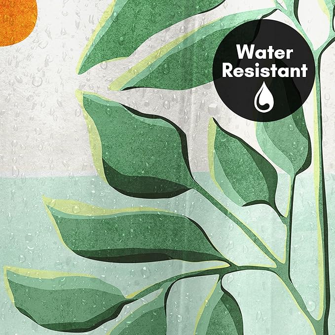 Americanflat 71x74 Boho Shower Curtain - Water-Resistant Long Shower Curtain with Durable Metal Grommets and 12 Hooks - 100% Polyester - Ivory, Burnt Orange and Green Bathroom Curtains