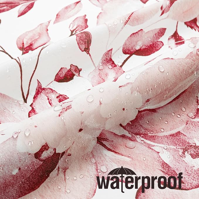 Pink Eucalyptus Shower Curtain, Watercolor Floral Print, 72x78 | Watercolor Plant Leaves Floral Print, Waterproof Fabric Bathroom Decor, Machine Washable, Rustproof Grommets