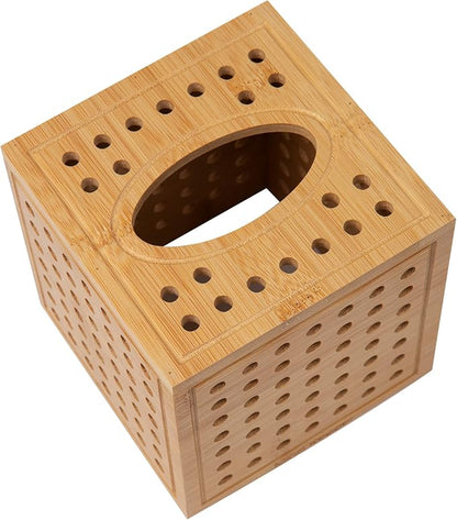 Mind Reader Tissue Box Cover and Toilet Paper Holder, Decor, Rayon from Bamboo, 5.5" L x 5.5" W x 5.5" H, 2 Piece Set, Brown