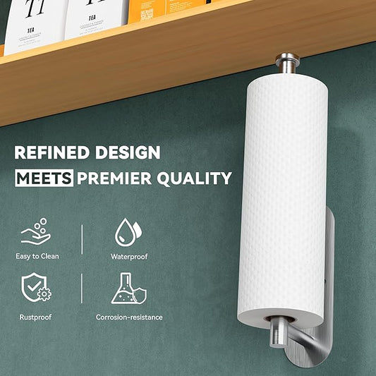 Auxmir No Drilling Self Adhesive Toilet Paper Holder, Premium Rustproof SUS304 Stainless Steel Roll Holder Wall Mount Tissue Holder for Bathroom Kitchen Washroom, Paper Towel Holder-Silver
