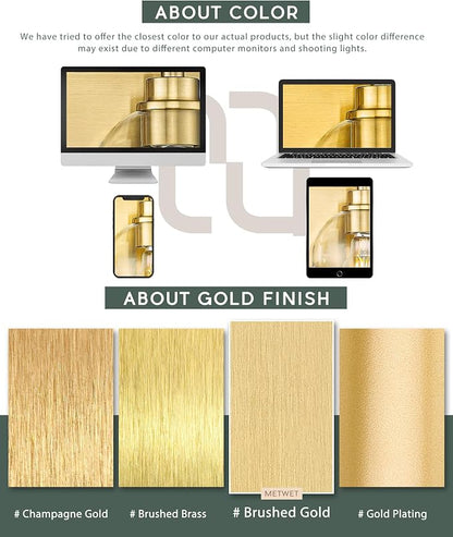 6-Light Brushed Gold Bathroom Vanity Light, White Fabric Shades | Ideal for 48-64" mirrors, 42" bathroom light fixtures over mirror, upward only, E26 base, bulbs not included, VL837-BG-6