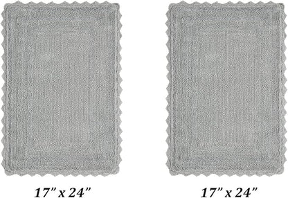 Better Trends Lilly Crochet Collection 100% Cotton 2 Piece Set (17" x 24" | 17" x 24") Bath Rug Set in Gray