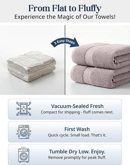 LANE LINEN Towel Set Quick Dry 100% Cotton 6 Piece Soft - Platinum | Cotton Bath Towel Set - Ring-Spun Durability, Ring-Spun Cotton, Terry Weave Comfort, Long-Lasting Comfort, Hotel-Style Look