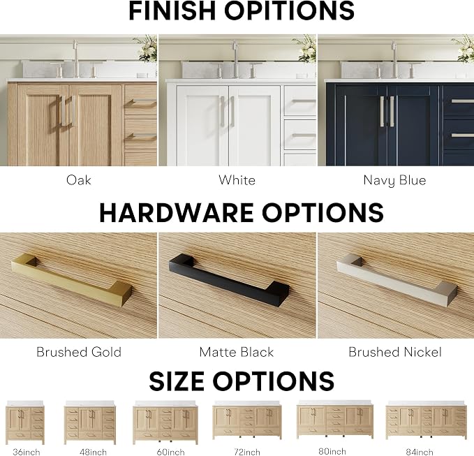 60-Inch Bathroom Vanity with Sink, 4 Soft-Close Doors and 6 Soft-Close Drawers, Bathroom Freestanding Vanity with Cultured Marble Countertop, Oak Vanity with Brushed Nickel Handles