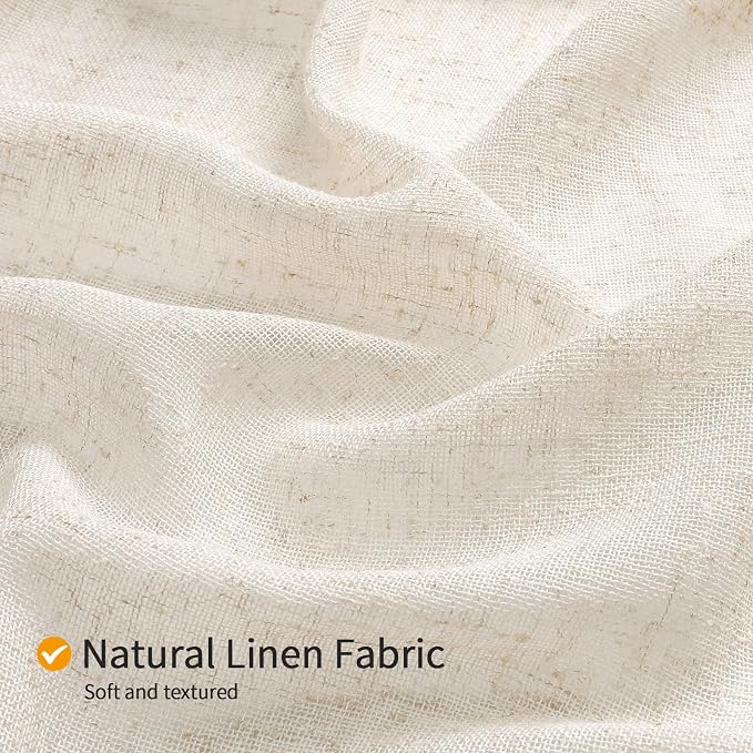 Boho Farmhouse Shower Curtain Set, Linen Cotton Fabric Shower Curtain with Macrame Lace Decor, Modern Bohemian French Country Chic Bathroom Curtain with PEVA Liner 72x72 - Beige/Cream | Farmhouse Shower Curtain with Macrame Decor, Bohemian Cotton Frenc...