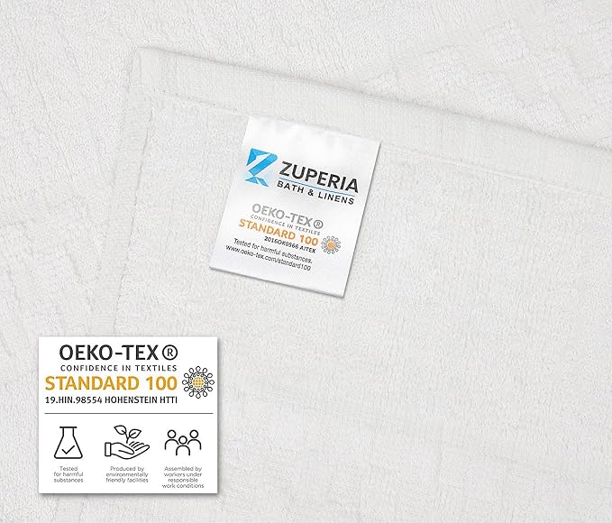 ZUPERIA 7-Pack White Bath Towels - 30" x 54" - Ultra Soft 100% Cotton Large Bath Towels- Highly Absorbent for Bathroom, Pool, Gym, Spa, and Hotel Use