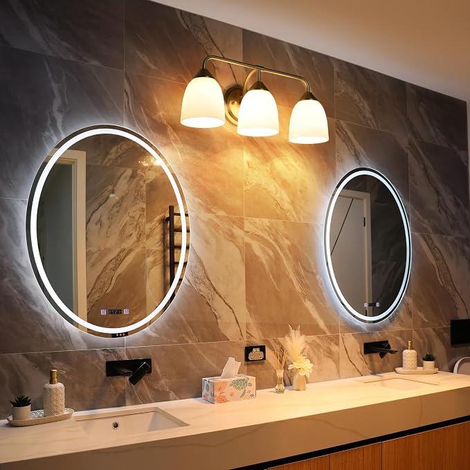 Gold 3-Light Traditional Bathroom Vanity Light Fixtures Over Mirror, Modern Vanity Lights for Living Room, Standard E26 Base, Aged Brass