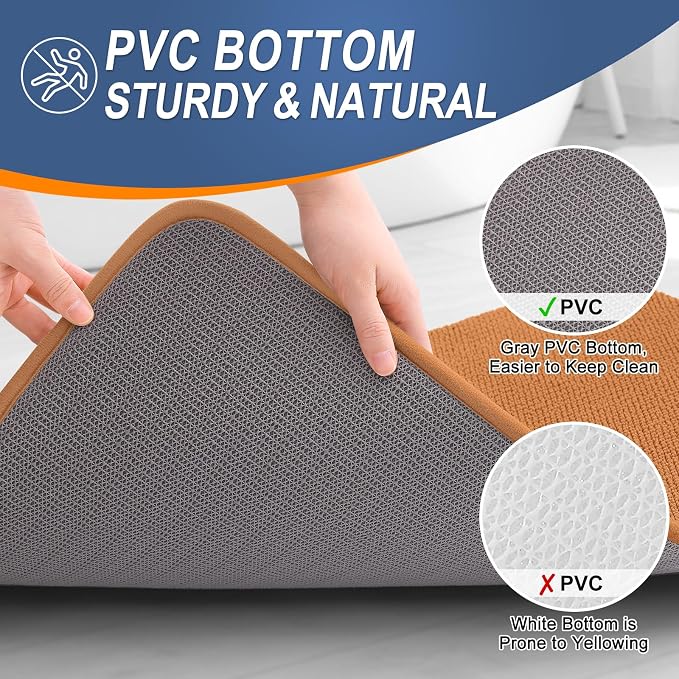 OLANLY Thick Memory Foam Small Bathroom Rug 24x16, Absorbent Bath Mat, Clay | Soft Quick Dry Bath Rugs, Non-Slip Carpet, Machine Washable Mat for Bathroom Floor, Tub and Shower, Home Decor Accessories