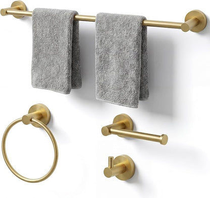 24-Inch Wall Mounted Towel Racks for Bathroom, 4-Piece Towel Bar Set | Rust-Resistant SUS 304 Stainless Steel, 4-Piece Towel Bar Set, sturdy wall mount, space-saving humid bath towel storage rack