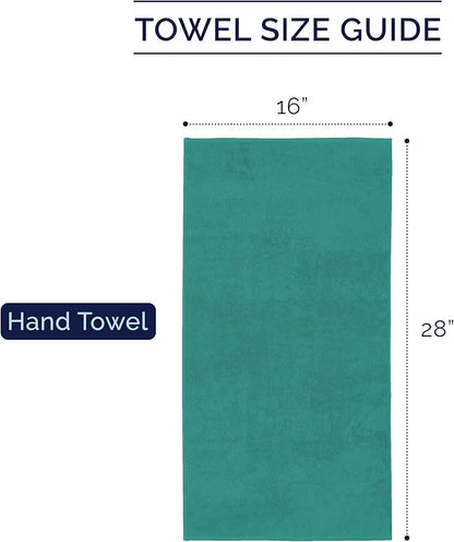 Elegant Comfort Premium Turkish Cotton 4 Pack Hand Towel Set - 16 x 28 inch, Luxurious Hotel Spa Quality 100% Turkish Cotton 4PC Hand Towel Set - Highly Absorbent - Soft Bathroom Towels, Turquoise