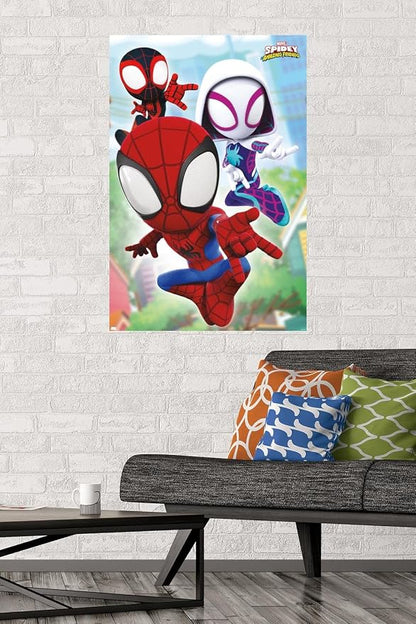 Trends International Marvel Spidey and His Amazing Friends - Webs Wall Poster, 22.37" x 34.00", Premium Poster & Mount Bundle