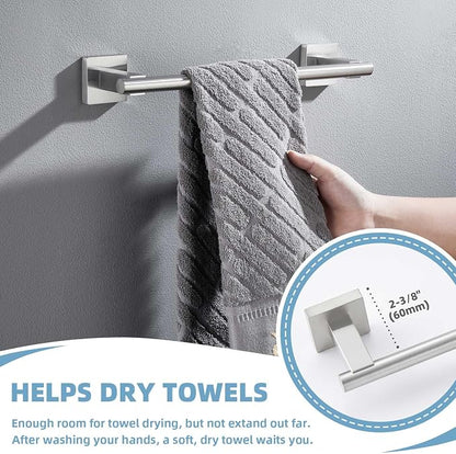 Suyar Bathroom Hardware Set Brushed Nickel, Bathroom Accessories 4 Pieces | Include Robe Hook, Toilet Paper Holder, Hand Towel Holder, Towel Bar, SUS304 Stainless Steel, Wall Mounted