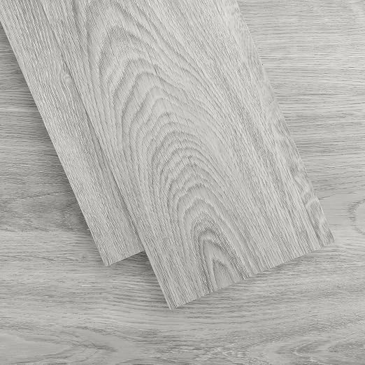 MULGREAT Peel and Stick Floor Tile, 54 Sq.Ft Self Adhesive Vinyl Flooring Plank, 36 Pieces Waterproof Heavy Duty Wood Grain Tiles, 36"x6" DIY Planks for Laundry Kitchen Bathroom Apartment Grey