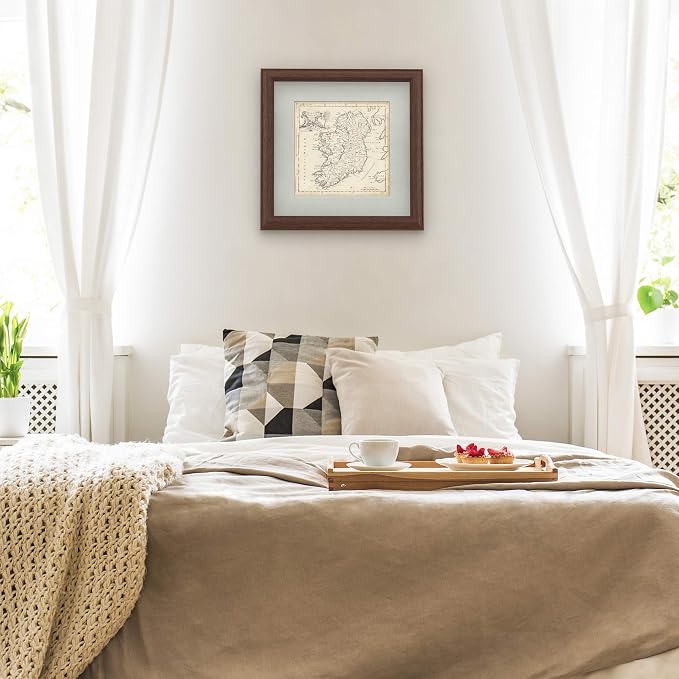Framed Wall Art - T. Jeffreys ‘Map Of Ireland’ Wall Decor with Matted Frame - Living Room, Kitchen, and Bathroom Art - 11x11