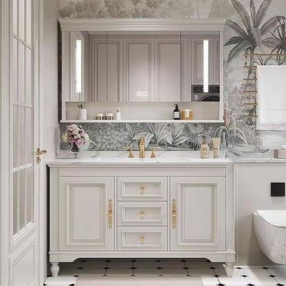 American Minimalist Bathroom Vanity with Sink Mirror 36-92IN, Premium Solid Wood Vanity with LED Lighting& Defogging