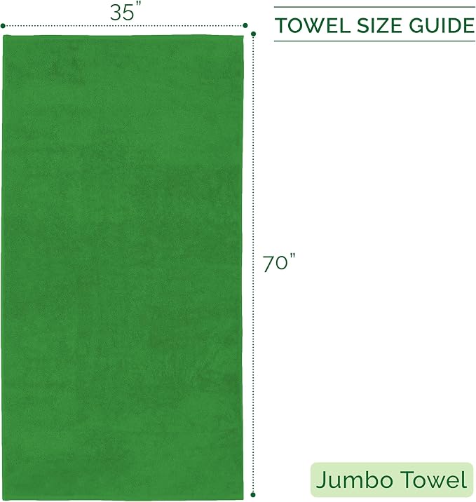 Elegant Comfort 100% Turkish Cotton Corduroy Ribbed Luxury Jumbo Bath Towel Ultra Soft - 35 x 70 Inch - Luxury Spa Premium Hotel Quality Highly Absorbent and Quick Dry Large Bath Towel, Emerald Green
