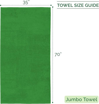 Elegant Comfort 100% Turkish Cotton Corduroy Ribbed Luxury Jumbo Bath Towel Ultra Soft - 35 x 70 Inch - Luxury Spa Premium Hotel Quality Highly Absorbent and Quick Dry Large Bath Towel, Emerald Green