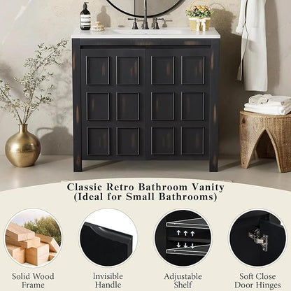 72" Bathroom Vanity Set with Double Vanities (Separate), Double Ceramic Sinks, Soft-Close Doors & Adjustable Shelf, Storage Cabinet for Stylish Bathroom Organization, Espresso