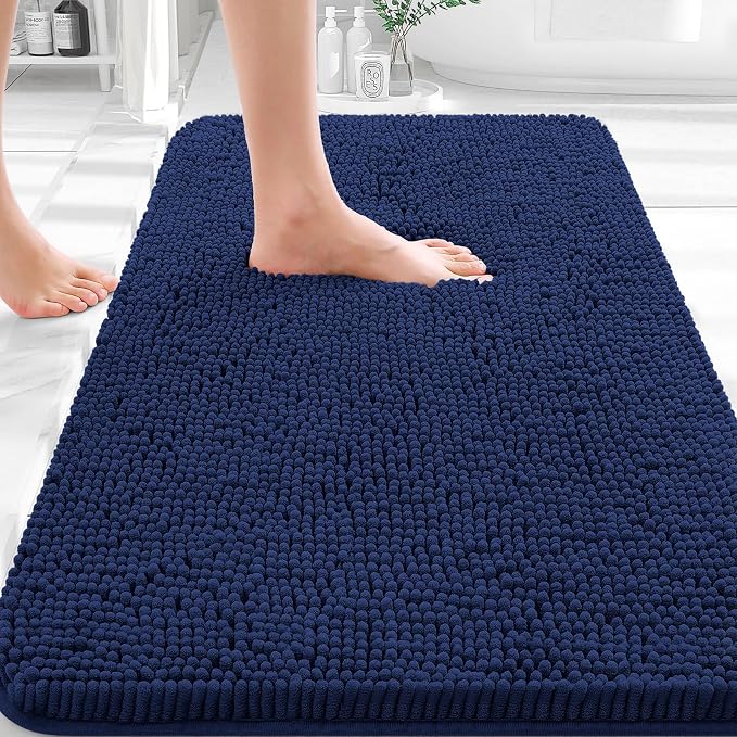 OLANLY Bathroom Rugs 35x24, Extra Soft Absorbent Chenille Bath Rugs | Twilight Sapphire, Quick-Drying Rubber Backing, Washable Bath Mat for Bathroom Floor, Tub and Shower, Home Decor Accessories