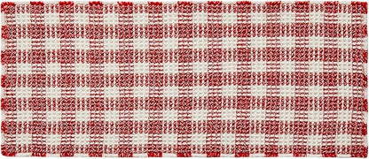 TYUU Long Christmas Bath Mat, Cute Waffle Runner Rug, 60x24 Red & White | Super Absorbent Quick Dry Bath Rug, Non-Slip Backing, Soft Waffle Washable Farmhouse Bathroom Mats, Tub, Shower & Home Decor