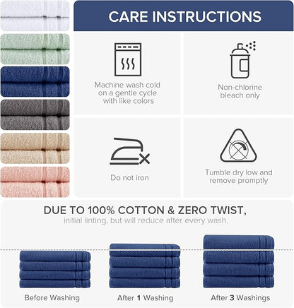 Comfort Spaces Extra Large Bath Towel Set of 4 Piece 30x60 Bath Sheet Set Shower Towel Beach Towel 100% Cotton Bathroom Towel Set Quick Dry Oversized Highly Absorbent Soft 400GSM Indigo Navy Blue