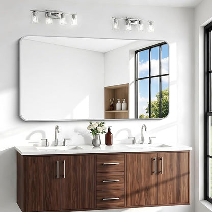 BONEWEI 66x30 inch Large Bathroom Mirror,Black Rectangle Mirror,Wall Mounted Bathroom Frame Vanity Mirror with Round Corner for Bedroom Living Room, Entryway Hangs Horizontal or Vertical