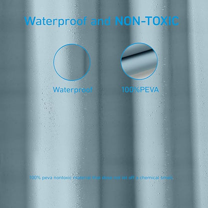 EHZNZIE Shower Curtain Liner Light Weight PEVA, Shower Liner 72x72 Inches, Waterproof, No Chemical Smell with 12 Rust Proof Metal Grommets for Bathroom Shower Curtain, Stone Blue