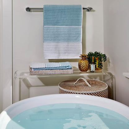 SKL Home Planet Ombre Bath Towel Set-4pc, 100% Turkish Cotton, Aqua | 2 Bath towels, 2 hand towels. 600 GSM weight. Spa-level quality. Soft & absorbent textured jacquard.