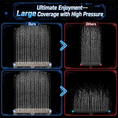 Veken 12" Rain Shower Head with Handheld,High Pressure Power Wash,Magnetic | Starlight,Dual Shower Heads Combo,8-Mode Hand Held Spray with Hose,Double Detachable Rainfall Showerhead,Bathroom Accessories