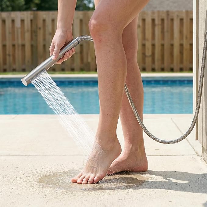 G‑Promise 316 Marine Grade Stainless Steel 10 Inches Outdoor Shower Kit | SUS 316 Stainless Steel, Built to Last, Easy Install, Height Adjustable, Wall Mounted, for Poolside, Backyard, Coastal Homes