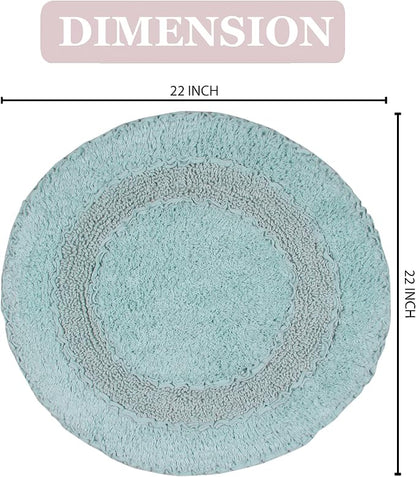 Home Weavers Radiant Collection 100% Cotton Bathroom Rugs Set, Bathroom Décor, Washable Rug, Extra Soft and Absorbent Bath Rug, Kitchen Mat, Bath Mat Set, Bath Floor Mat Non Slip, 22" Round, Sky Blue