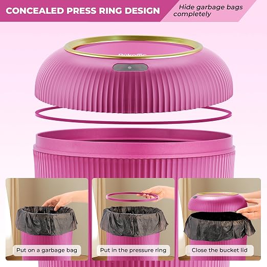 Pukomc Smart Sensor Wastebasket, Convenient and Hygienic Easy to Use | Technology Sensor Waterproof Wastebasket Plastic Trash Can for Kitchen, Bathroom, Bedroom, Living Room, Office and Outdoor