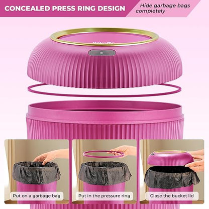 Pukomc Smart Sensor Wastebasket, Convenient and Hygienic Easy to Use | Technology Sensor Waterproof Wastebasket Plastic Trash Can for Kitchen, Bathroom, Bedroom, Living Room, Office and Outdoor