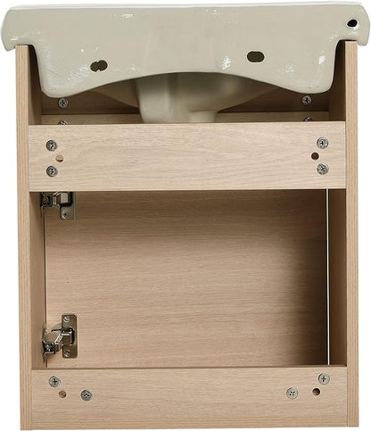 Malwee 18" Floating Bathroom Vanity with Sink, 18 Inch Wall Mounted Bathroom Cabinet Single Sink Combo, with 1 Soft Close Door and White Ceramic Basin Top for Small Space, Space-Saving Design (023-18)