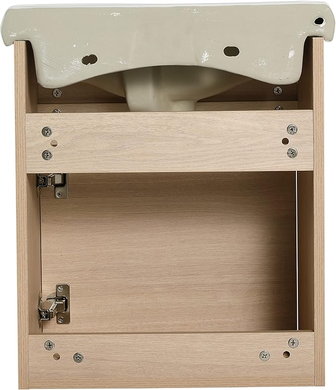 18" Bathroom Vanity with Sink, 18 Inch Floating Bathroom Vanity for Small Space, Modern Bathroom Vanity, Brown Wall Mounted Cabinet Set